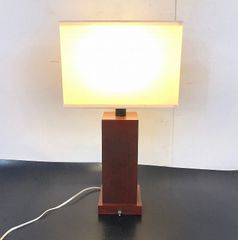 【難あり/米軍放出品】スクエア型 テーブルランプ 布シェード スタンドライト 照明 インテリア 卓上ランプ (120) ☆AD3JK