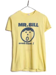 【お得なクーポン配布中!】 70s USA製 MR BILL キャラクター イラスト プリント Tシャツ メンズ M 小さめ S 程 70年代 ヴィンテージ ミスタービル シングルステッチ 黄