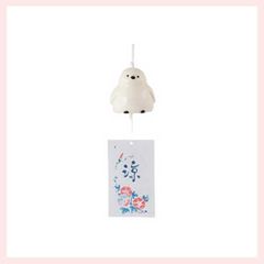 陶器製のシマエナガ風鈴（前向き）　◎2個目～大幅値引き対象商品　※ウインド,ウィンドチャイム,サマー,納涼,飾り,民芸品,工芸品,おみやげ,インテリア,定番,ギフト,プレゼント,可愛い,かわいい,日本,伝統,和室,風情,レトロモダン,まとめ買い,小鳥,バード