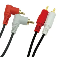 オーディオ機器に金メッキ仕様 RCA 片側 L型ピンプラグ オーディオケーブル 1m 100cm 金メッキ仕様 赤 白　コンポ　アンプ　テレビ　オーディオのサムネイル
