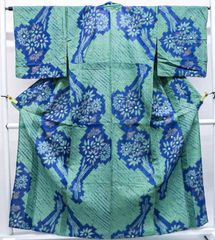 【京松】【着物】浴衣 昭和レトロ 有松鳴海絞り 花文 残布付き 身丈約161cm 裄丈約68cm kyo7z06-628