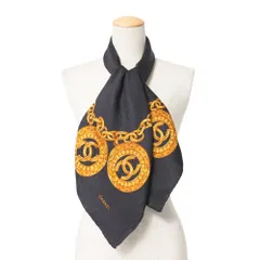 ■美品■CHANEL シャネル スカーフ ココマーク チェーン ペイズリー 総柄 総シルク ブランド古着【中古】20250621/RA5199