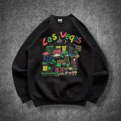 90s Fruit Of The Loom “LAS VEGAS” Graphic Sweat Shirt フルーツオブザルーム ラスベガス クルーネックスウェット ブラック XLサイズ USA製 米国製 発泡プリント コピーライトあり