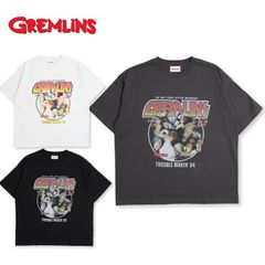 新品 メンズ グレムリン ギズモ 半袖 Tシャツ ティーシャツ プリント サークルロゴ 映画 キャラクター グッズ モグワイ レディース ユニセックス オーバーサイズ ワイドシルエット 白 ホワイト チャコール グレー 黒 ブラック