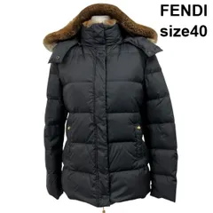 ●■ フェンディ FENDI ダウンジャケット コート アウター 長袖 黒 ブラウン ダウン90％ ファー 40 L 11号 レディース S5W174のサムネイル