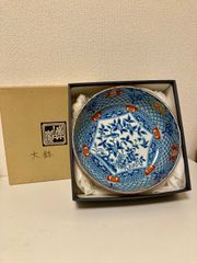 庫山窯大鉢　未使用　保管品　庫山窯 前畑陶器 染錦花鳥　大鉢（直径約25ｃｍ×高さ約9ｃｍ）　箱付き　深鉢　和食器　鉢　お皿