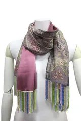 【中古】ETRO エトロ 小物 ストール ビーズ シルク ウール ペイズリー レディース＿S08＿セルモアから出品＿s-0368-r08