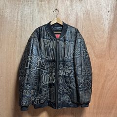 希少【EAST SIDE OUTERWEAR イーストサイド  【商品名】Embroidery NewYork Bomber Pelle Jacket / 刺繍 総柄/レザージャケット/ボンバージャケット ジャケット ブルゾン