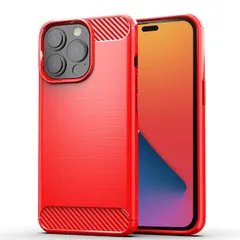 iPhone14 Pro Max ケース アイフォン14 プロマックス  カーボン調 薄型 耐衝撃 ソフト ケース 【Color】 レッド