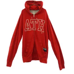 ナイキ プリント 長袖 ジップパーカー M レッド NIKE スウェット メンズ 古着 【231118】