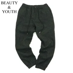 美品★ BEAUTY&YOUTH ユナイテッドアローズ 秋冬 BY ウール フラノ 1P ストレッチ ジョガー パンツ Sz.M　メンズ グレー