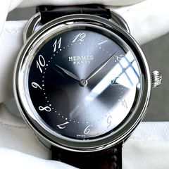 美品 Hermes エルメス アルソー グレー文字盤 AR5.710 メンズ デイト クォーツ 腕時計 稼働中　箱と冊子付き