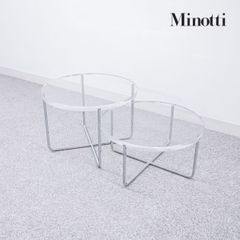【中古品】Minotti ミノッティ LOUIS ルイ ネストテーブル サークル コーヒー サイド テーブル スチールレッグ アクリル ロドルフォ・ドルドーニ 定価40万