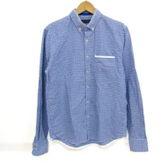 ナノユニバース 長袖シャツ ギンガムチェック ボタンダウン トップス Atelier メンズ Lサイズ ブルー×ホワイト nano universe 【中古】
