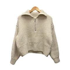 エイチ&エム H&M ニット プルオーバー ハーフジップ ハイネック ローゲージ 長袖 XL 白 ホワイト