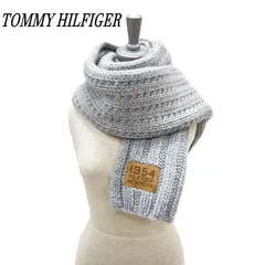 TOMMY HILFIGER トミーヒルフィガー ケーブルニットマフラー 大判 GRY/灰色