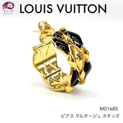LOUIS VUITTON ルイヴィトン M01685 ピアス･マルタージュ スタッズ 片耳 キルティング パターン ブラックカラー ゴールドカラーのメタル 箱 保存袋 付き イタリア製