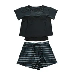 水着セット Tシャツ レディース 水着 体型カバー  半袖 ラッシュガード レディース ショートパンツ セパレート カバーアップ オーバーTシャツ uvカット UPF50+ 袖付き 上下セット 大きいサイズ 露出控え ノンワイヤー ママ 旅行 aikai04