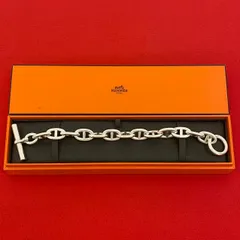 極 美品 箱付き HERMES エルメス シェーヌダンクル TGM 13コマ シルバー925 チェーン ブレスレット バングル アクセサリー シルバー 00515