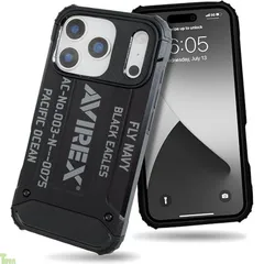 【 AVIREX 正規品 】 iPhone17 Pro 対応 ケース 耐衝撃 米軍MIL規格「 アーミータフ 」 アヴィレックス 背面 アイフォン17プロ用 iPhone 17 Pro用 ブランド スマホケース (ブラック) a