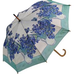 ☆ 고흐 / 아이리스 꽃병 ☆ 명화 목제 점프 우산 점프 우산 여성 우산 장산 58.5cm 약 60cm 원터치 우산 여성 우산 우산 카사 부피 유리 섬유 성인 명화 귀여운 귀여운 세련된 선물 여성