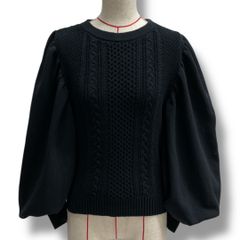 CHRISTIAN DADA クリスチャンダダ knit ニット セーター コットンニット トップス 背中開き バックオープン 袖ボリューム ブラック 黒 サイズ36 レディース 春 ゴーゴー古着マルイ草加店 4 No.北草80