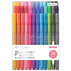 【人気商品】カラーペン (太&細ツインタイプ) 36色 プレイカラー2 サインペン 水性 GCB-013 トンボ鉛筆