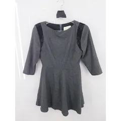 ◇ LAGUNAMOON ラグナムーン 七分袖 ミニ ワンピース サイズF グレー系 レディース P  【1000027560012】