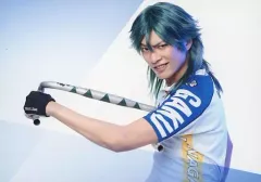 【中古】生写真(男性) 岸本卓也(銅橋正清)/横型・上半身・背景青・白・キャラクターショット/舞台『弱虫ペダル』新インターハイ篇FINAL～POWER OF BIKE～ ブロマイド 箱根学園セット