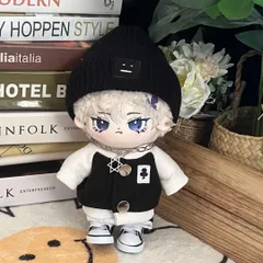 ぬいぐるみ服 20cm 着せ替え 黒 ネックレス コート 靴 推しぬい 綿人形 棉花娃娃 ちびぬい服 ちびぐるみ 推し活 コットンドール cotton doll-B1504