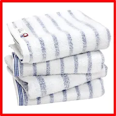 【匿名配送】 フェイスタオル4枚_ブルー 今治タオル 認定 フェイスタオル hiorie(ヒオリエ) mist ミスト 4枚セット ブルー 日本製 ボーダー 今