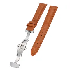腕時計 Dバックル ベルト ライトブラウン 12mm 14mm 16mm 18mm 20mm 22mm 24mm 牛革 クロコエンボス