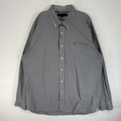 古着 トミーヒルフィガー TOMMY HILFIGER 長袖シャツ ロゴ 刺繍 胸ポケ ボタンダウン ギンガム L  ネイビー系 チェック メンズ