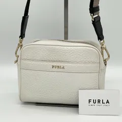 【美品】FURLA アヴリル シボ革 クロスボディ ミニバッグ アイボリー