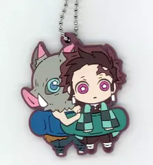 【中古】雑貨 竈門炭治郎＆嘴平伊之助 「鬼滅の刃 キャラばんちょうこう ラバーマスコット 漆ノ型」