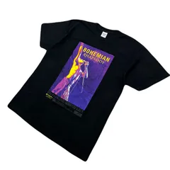 Queen バンドTシャツ メンズ L ブラック 【 ボヘミアン ラプソディ 】半袖 フレディ・マーキュリー クイーン ●ED334のサムネイル