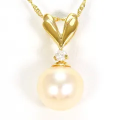 K18YG　ネックレス　necklace　パール（真珠）　ダイヤ　0.03　総重量約2.2g　約39cm