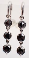 美品 ブラックダイヤピアス D0.50ct/0.50ct 3.1g K18WG Au750 ホワイトゴールド ノーブランド 3連 ゆらゆらピアス レディース