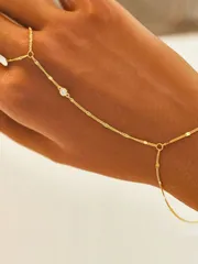 ジュエリー レディース ブレスレット ミトン 1個 シンプルでおしゃれな多用途チェーンビーズフィンガーリングブレスレット、デイリー使いに適しています(ハンドメイド、数量はランダム、水に濡らさないでください)