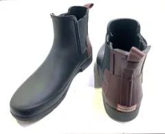 HUNTER　ハンター　サイドゴアショートブーツ　レインブーツ　ラバー素材　サイズUK4　ブラック/ブラウン
