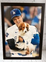 ドジャース　大谷翔平　MVP デコピン　ワールドシリーズ A4ポスター　フレーム付き　田中真美子 NL201
