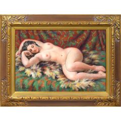 都竹　伸政「毛皮と裸婦」油絵・仏P10号 第一美術常任委員 百貨店個展多数 師：藤田嗣治 小竹美術 真作保証