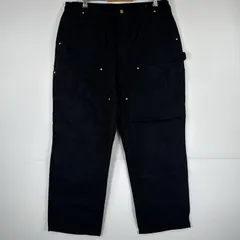 古着 カーハート Carhartt USA製 ワークパンツ ダブルニー ダック ペインターパンツ 作業着 ワンポイント ロゴ 大きいサイズ w40 L30  ブラック メンズ