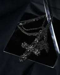 'giragira' cross motif double chain vintage necklace ギラギラ チャンキー クロス チャーム ダブル 2連 チェーン ヴィンテージ ネックレス 燻し調 シルバーカラー