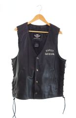 ハーレーダビッドソン Harley-Davidson レースアップレザーベスト バイカー カウハイドレザー GM00090501 ベスト ブラック Mサイズ 103MT-2348