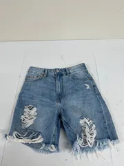 送料無料★H&M DIVIDED エイチアンドエム★デニムショートパンツ　ダメージショートパンツ★34★155/64A #70804sjj7