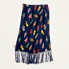 Aquascutum ストール シルク ネイビー 総柄 アクアスキュータム スカーフ ショール ファブリック ヴィンテージ アンティークのサムネイル