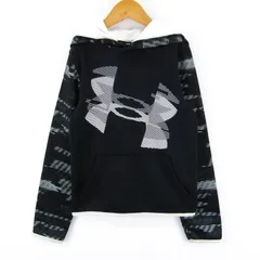 アンダーアーマー コールドギア 裏ボア スウェットパーカー 速乾 スポーツウエア キッズ 男の子用 YSM 130サイズ 黒白 UNDER ARMOUR 【中古】