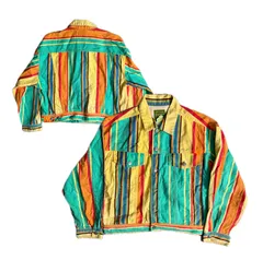 80s 90s ヴィンテージ ESPRIT マルチストライプジャケット Mサイズ デニム カラフル カントリー エスプリ 当時物 アーカイブ レギュラー古着屋のサムネイル