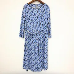 極美品　レリアン　花柄ワンピース　ベルト付き　11号　L　総柄　モノトーン 極美品 レリアン 花柄ワンピース ベルト付き 11号 L 総柄